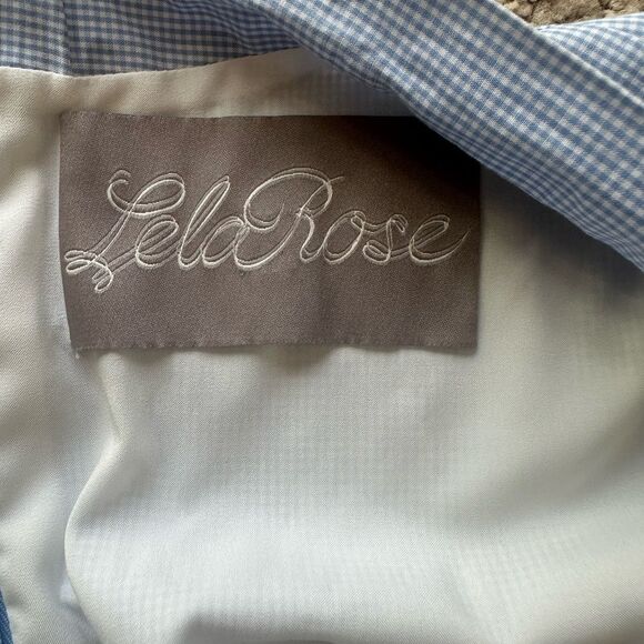 Lela Rose Blue Checker Flower Embroidered Sleeveless Maxi Women's Dress size 10 - Picture 9 of 12